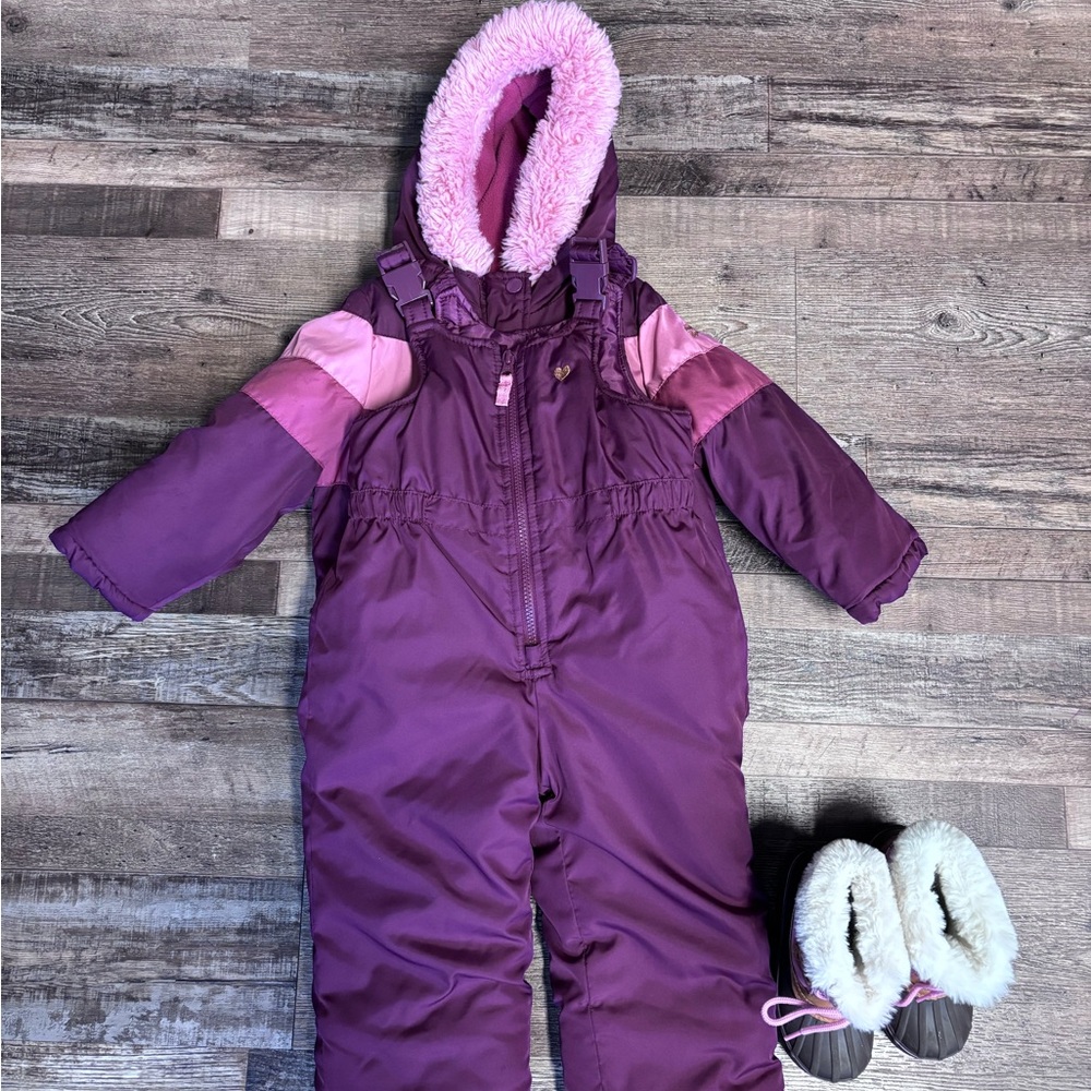 OshKosh B'gosh Pink and Purple Snowsuit with Snow Boots